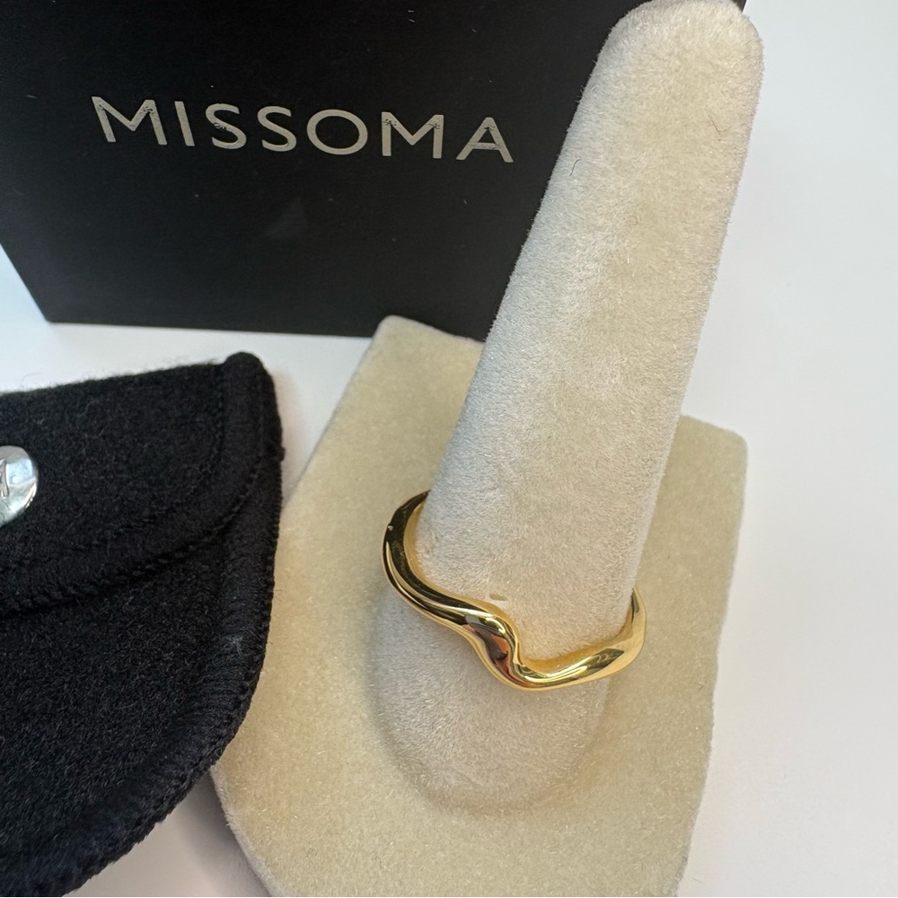 Missoma Molten Wave Stacking Ring, Size 9, Gold - Picture 2 of 12